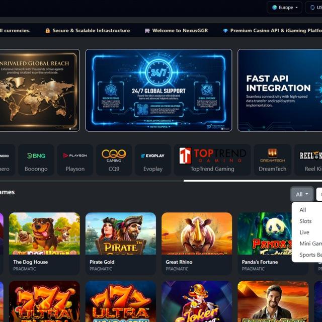 NexusGGR FiversCan casino api slots & cassino api & live casinoapi bahis sports whitelabel betting pragmatic pgsoft api iGaming