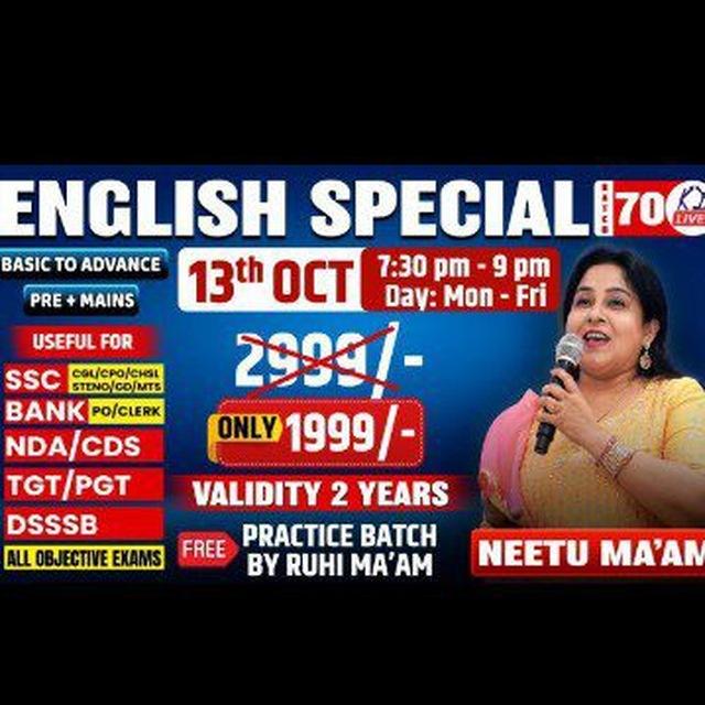 KD Live - ENGLISH BY NEETU SINGH 70 - SSC CGL