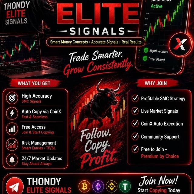Thondy Elite Signals (BEST) 🚀 Auto Signals | SMC Trading | CoinX Copy Setup | VIP Mentorship @thondycryptoexpert