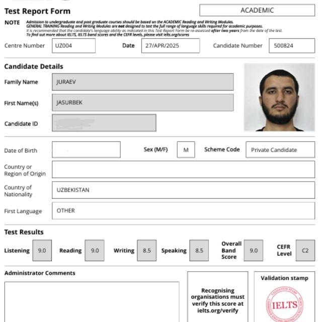 Jasur Juraev | IELTS 9.0