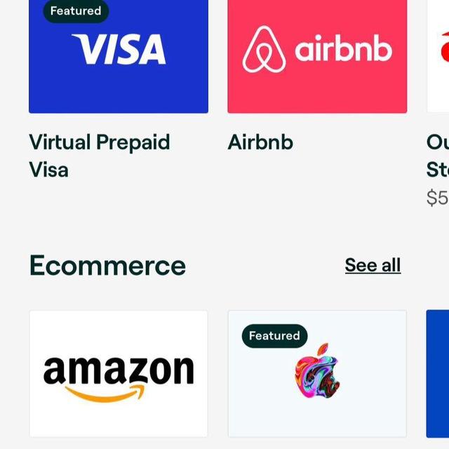 GIFT CARDS, AIRBNB,HOTELS, FLIGHTS, CAR RENTALS,EVENT TICKETS, UBER AND RIDE