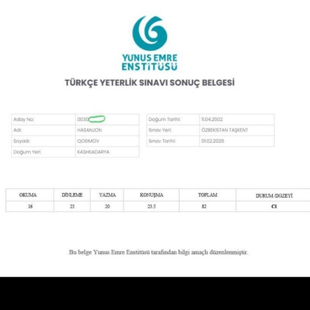 Türkçe [B1, B2,C1 , TYS Milliy]