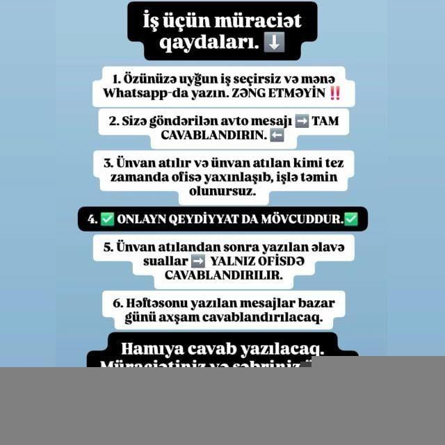 📌 Vakansiya Günay. Rəsmi işlə təmin mərkəzi. 📌
