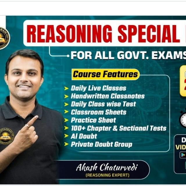 Vidyagram REASONING SPECIAL BATCH By Akash Chaturvedi Sir 🎯