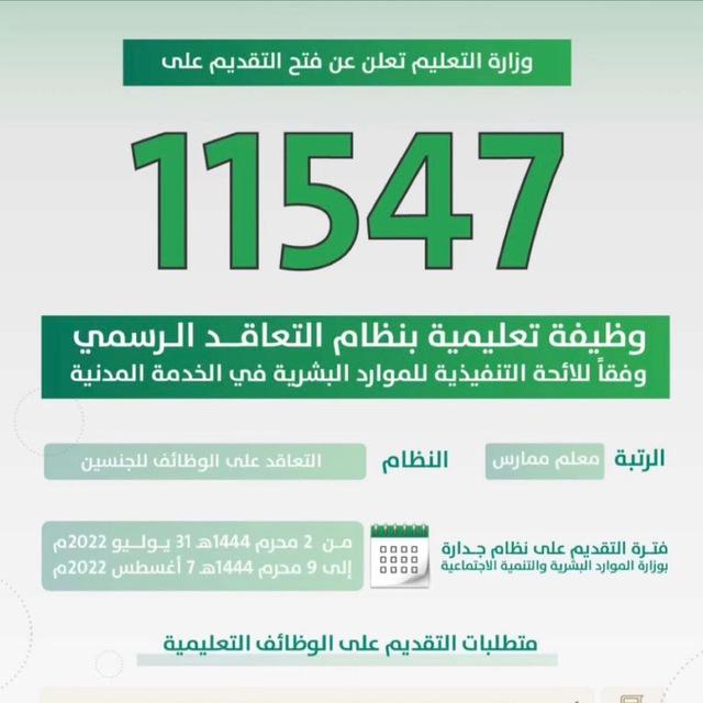 الوظايف التعليمية بنظام التعاقد الرسمي