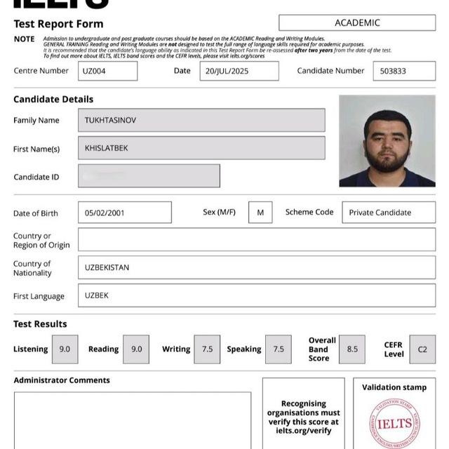 Xislatbek | IELTS 8.5
